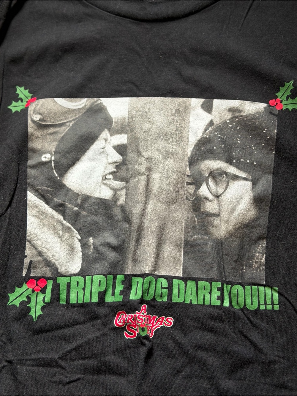 A Christmas Story Black Graphic Short Sleeve Tee - "Triple Dog Dare"